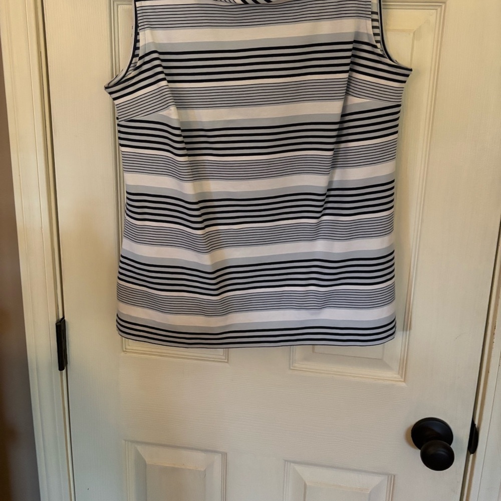 Talbots Navy and White Striped Top